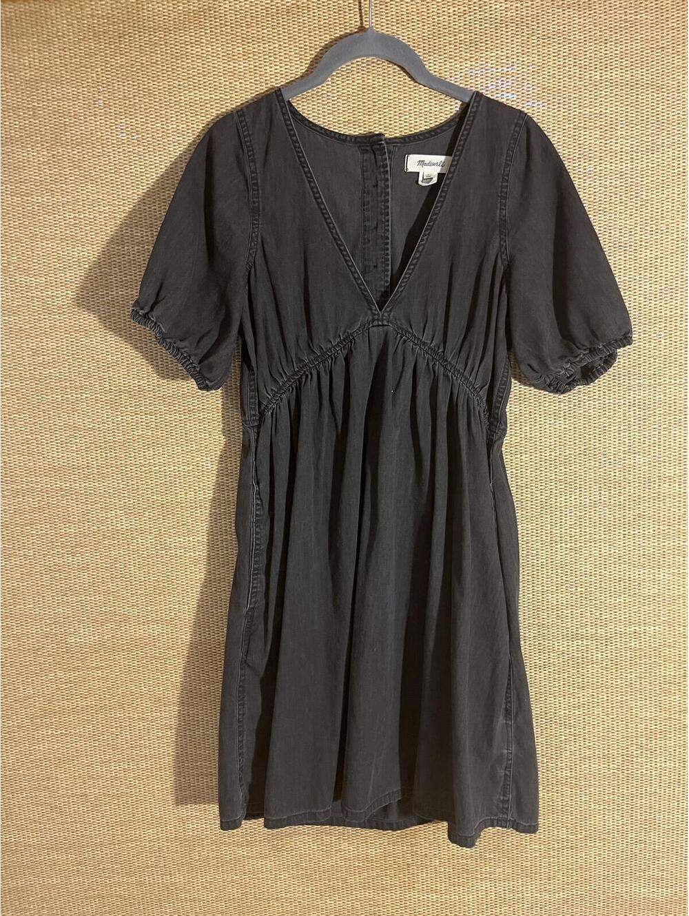 Madewell Women's Black Cotton V-Neck Dress Size 4